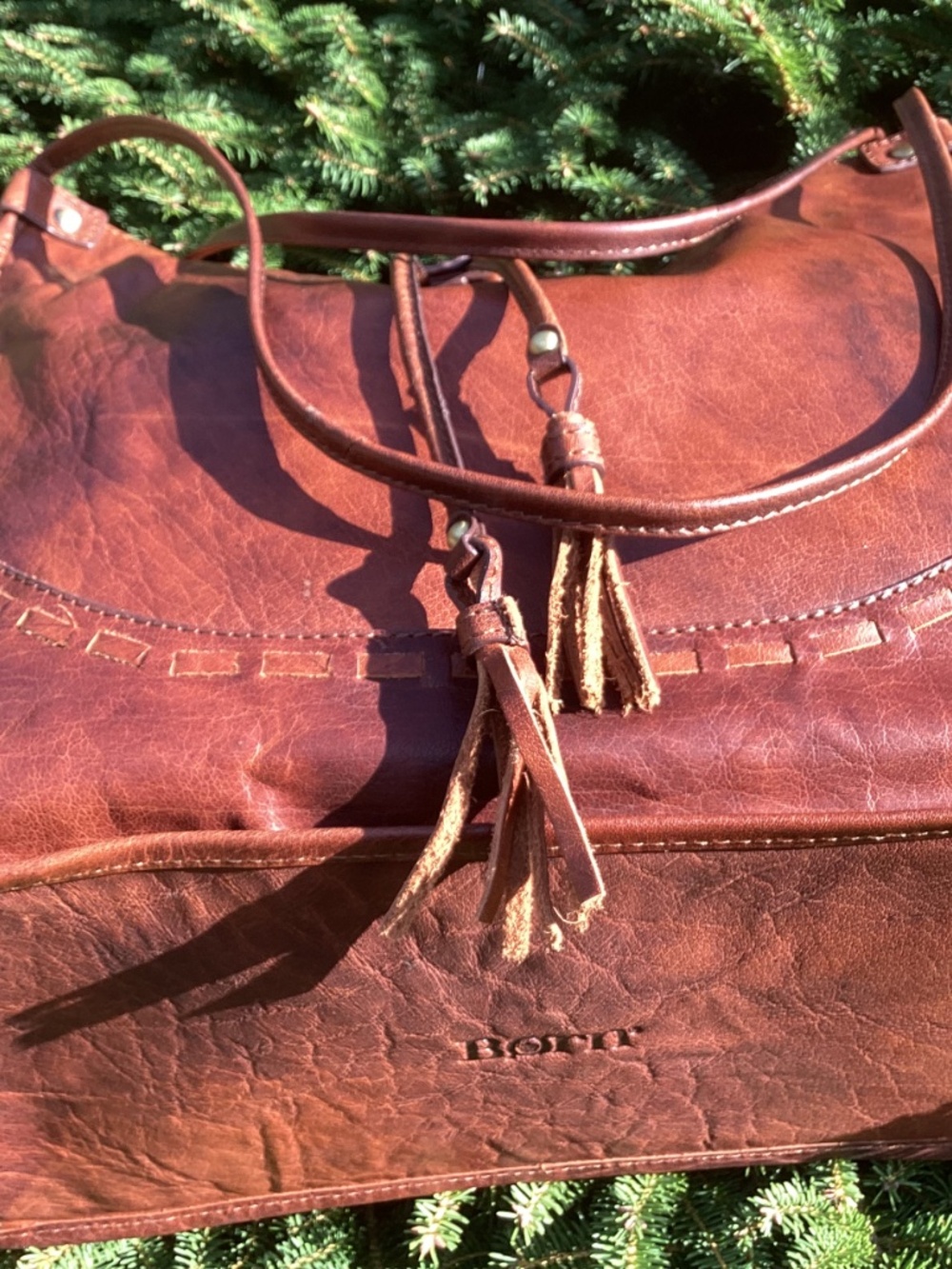 Beautiful Born Distressed Coloring Genuine Thick Leather Tote Handbag 🦋 - Picture 5 of 12